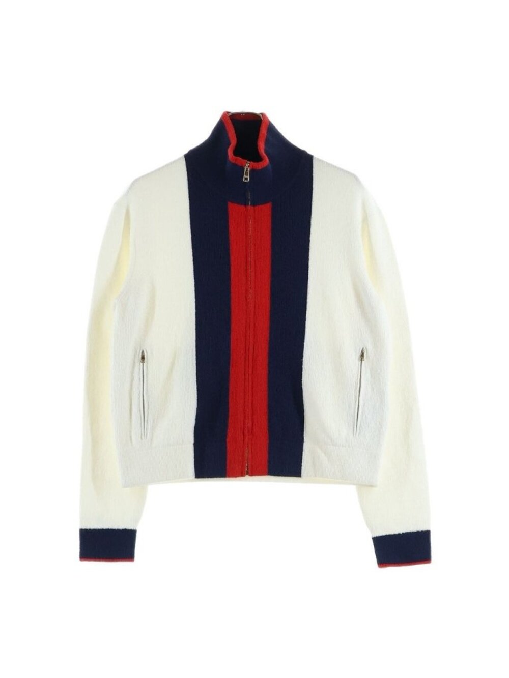 Gucci Web Knit Cardigan White Red Navy